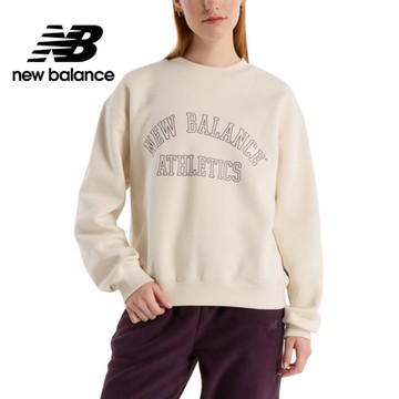 【New Balance】文字刷毛長袖上衣_女性_杏色_WT43516LIN