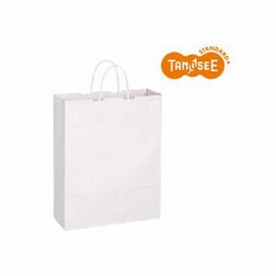 TANOSEE 手提袋 丸紐 白無地・大 50枚入(OR-W-L)