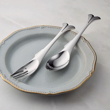 日本山崎金屬 - 釣魚系列 - 不鏽鋼叉匙組(2件式)