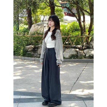 灰色薄款鏤空防曬針織開衫女夏季2025新款高級感外搭罩衫短款披肩