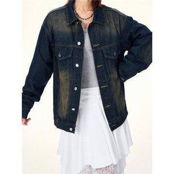 卡扎琳寬松牛仔外套男女同款2026春季美式高街風漸變水洗夾克外套