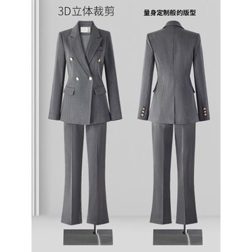 灰色職業西裝套裝女春秋2025新款女士面試正裝高級感職場西服外套