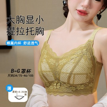 🚀虧本到貨🚀日本🇯🇵 大胸顯小文胸罩無鋼圈上託收副乳防下垂超薄款大碼內衣女