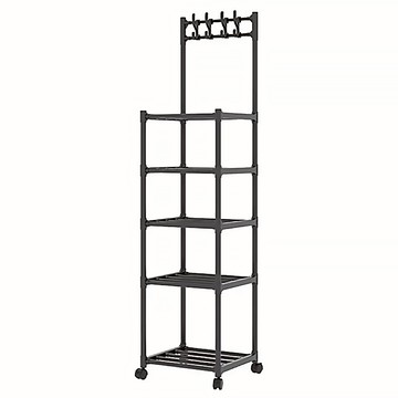 德利生活 簡易五層大容量落地置物架 黑色  1個
