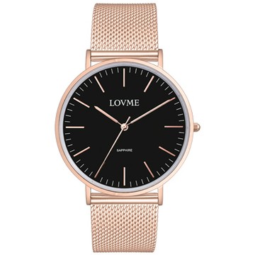 LOVME 城市簡約風手錶-IP玫x黑/41mm