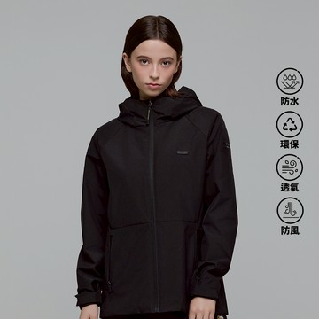 【國家地理服飾】女裝 GORE-TEX 雙層防潑水連帽外套 - 炭黑色