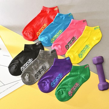 OUTDOOR 女刺繡船襪-多色任選