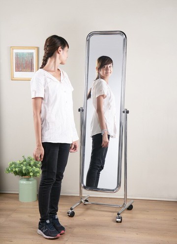 白金活動立鏡 穿衣鏡 全身鏡 (防爆鏡片)【馥葉】【型號MR1673WG】 粗鐵管附輪