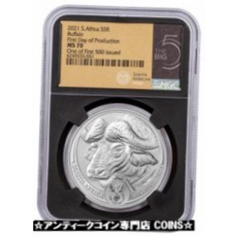 アンティークコイン 2021 South Africa Buffalo 1 oz Silver Big 5 NGC