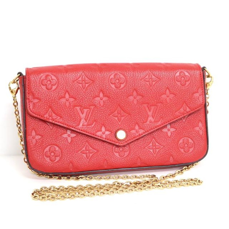 【Aランク】LOUIS VUITTON ルイヴィトン モノグラム・アンプラント ポシェット フェリシー ショルダーバッグ M63700 スカーレット【ISEYA】