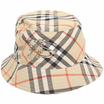 BURBERRY 巴寶莉 戰馬騎士貼片格紋帆布漁夫帽(沙色)