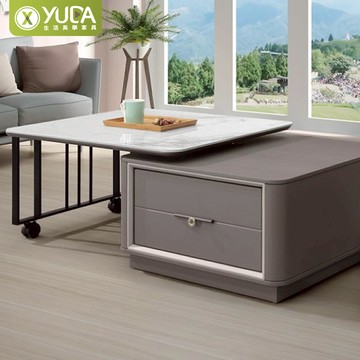 X【YUDA】德里克岩板大茶几組旋轉茶几 沙發桌客廳矮桌 金屬鍍金腳座H25Y B338-01(北部免運)