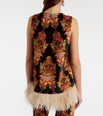 La DoubleJ La Scala feather-trimmed cotton top