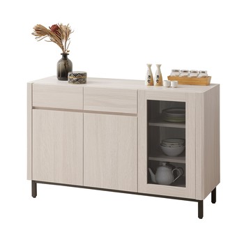 【唯熙傢俱】馬修斯橡木白4尺餐櫃