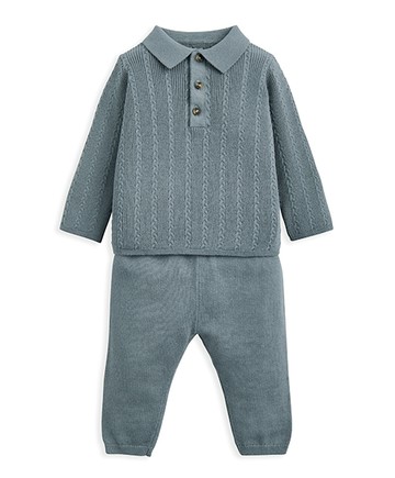 迷你紳士-針織長袖套裝9-12m