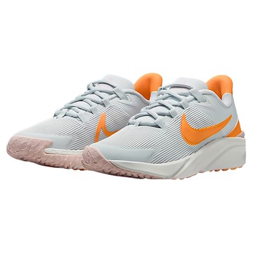 NIKE 耐吉 STAR RUNNER 4 NN GS 女大童款寬楦慢跑鞋 DX7615-008  白色 + 橘色  24cm
