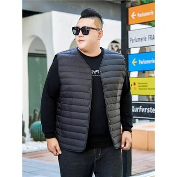 冬季男士大碼保暖羽絨馬甲胖子加肥加大背心坎肩