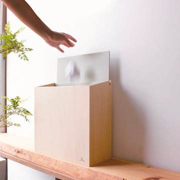 yamato japan｜純手工木製SLIM DUST 掀蓋式小容量垃圾桶 8L 消光藍綠色