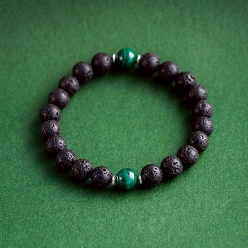 孔雀石火山石手鍊