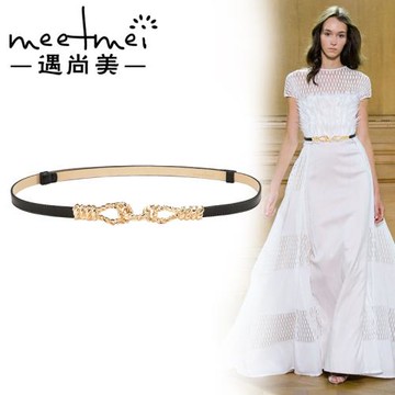 真皮法式復古可調節黑白色細腰帶女裝飾配連衣裙子襯衫西裝外套