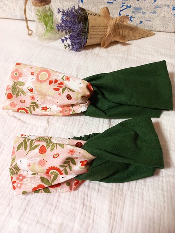 親子系列**森林裡的兔子**媽咪寶貝交叉髮帶**