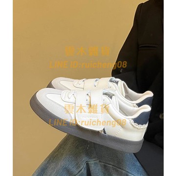 厚底德訓鞋女 春季小眾百搭學院風小白鞋魔術貼運動休閑鞋【雲木雜貨】