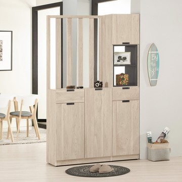 Boden-奧拉4尺四門二抽屏風高鞋櫃/開放式玄關收納櫃/隔間置物展示櫃-121x38x196cm