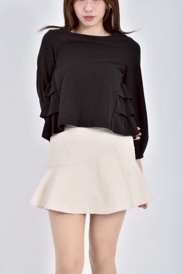 (S) couture brooch質感黑色長袖上衣