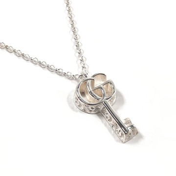 【日本直送 中古美品】Gucci GUCCI 項鍊 雙G 鑰匙墜飾 鎖頭 鏤空雕花 銀925 配件 已拋光