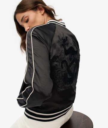 Superdry Women's Suikajan Embroidered Bomber Black Size: 10