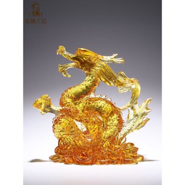 古法琉璃生肖龍擺件玄關客廳裝飾品水晶龍工藝品手辦中國龍送老外