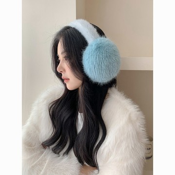 免運🔮楊超越同款藍色仿兔毛毛絨耳罩保暖防凍護耳冬季雪景拍照有氛圍毛絨絨耳罩 耳罩 保暖耳罩 毛帽 防風 防寒耳罩