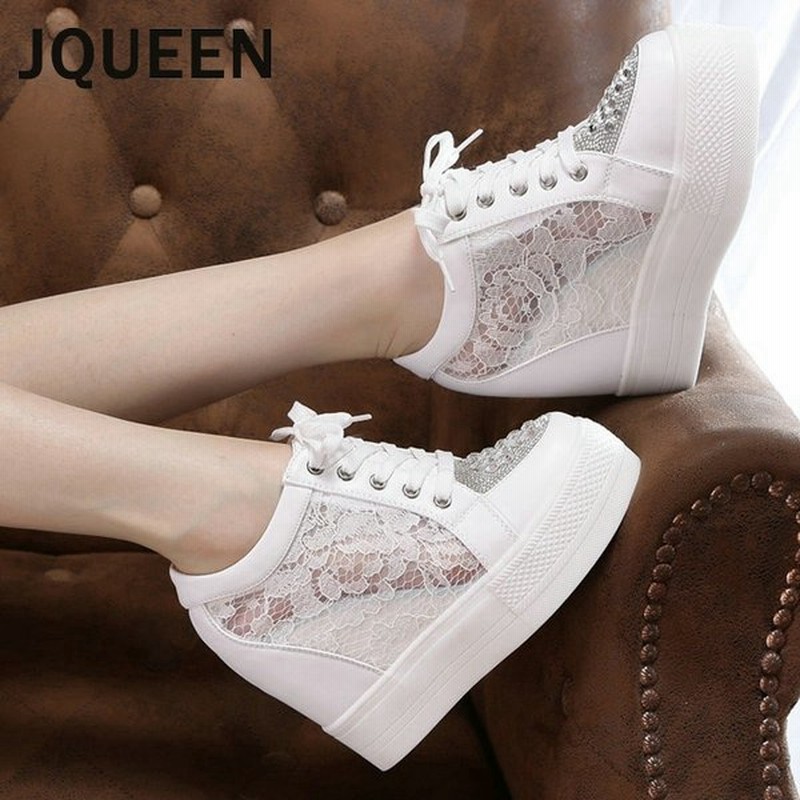 Jqueen レディース レースアップ ハイカット インヒールスニーカー キラキラ 厚底 スニーカー レース ラインストーン インソール シューズ 黒 ブラック 通販 Lineポイント最大0 5 Get Lineショッピング