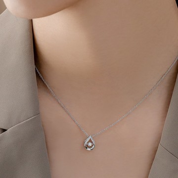 京華鑽石 18K金 共0.15克拉 跳舞鑽石項鍊墜飾 真摯之愛