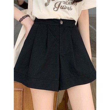 大碼夏季A字工裝短褲女胖妹妹高腰純色休閑褲顯瘦闊腿褲裙200斤潮