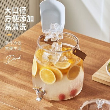 帶水龍頭大容量冰箱冷水壺水果茶涼水壺家用裝水飲料桶冰水杯果汁 水瓶 冰箱水瓶 泡茶水壺 冷水壺 2000ml 冰箱水壺