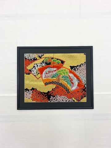 帶框 70 刺繡和服日式和風室內扇禮物結婚禮物喬遷長壽慶典好運帶框室內裝飾日本製造