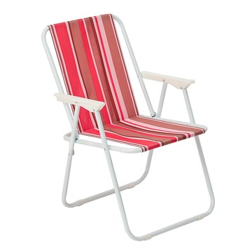 STYLE 格調 多彩輕便型休閒涼椅摺疊椅露營椅戶外椅 - 條紋紅/條紋紫/條紋藍  鋼管+滌綸布  LE-007-R  1個