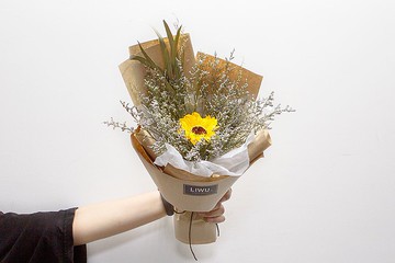 文青向日葵 乾燥花花束 畢業花束 父親節花束(2色包裝可選)S003