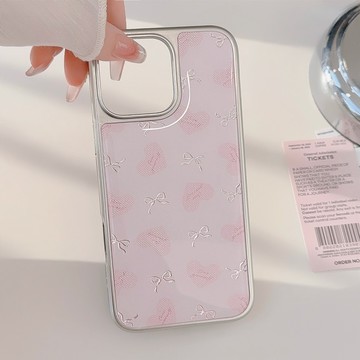 台灣出貨❤鎏金蘋果16promax手機殼iphone15愛心蝴蝶結14/13電鍍適用華爲P70
