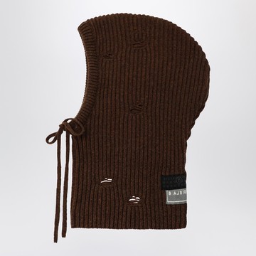 Brown wool-blend hood