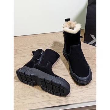 大碼雪地靴女41到43棉鞋冬季加絨加厚短靴東北保暖靴子真皮馬丁靴