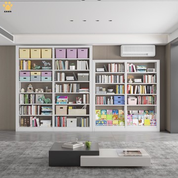 家用鋼制書架書柜圖書館書架多層落地兒童書房書柜簡約鐵藝置物架zm7191ws7191