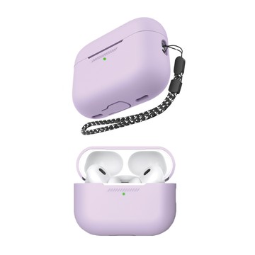 AHAStyle AirPods Pro 2代 矽膠保護殼 連體式防摔保護套 薰衣草色附防丟掛繩