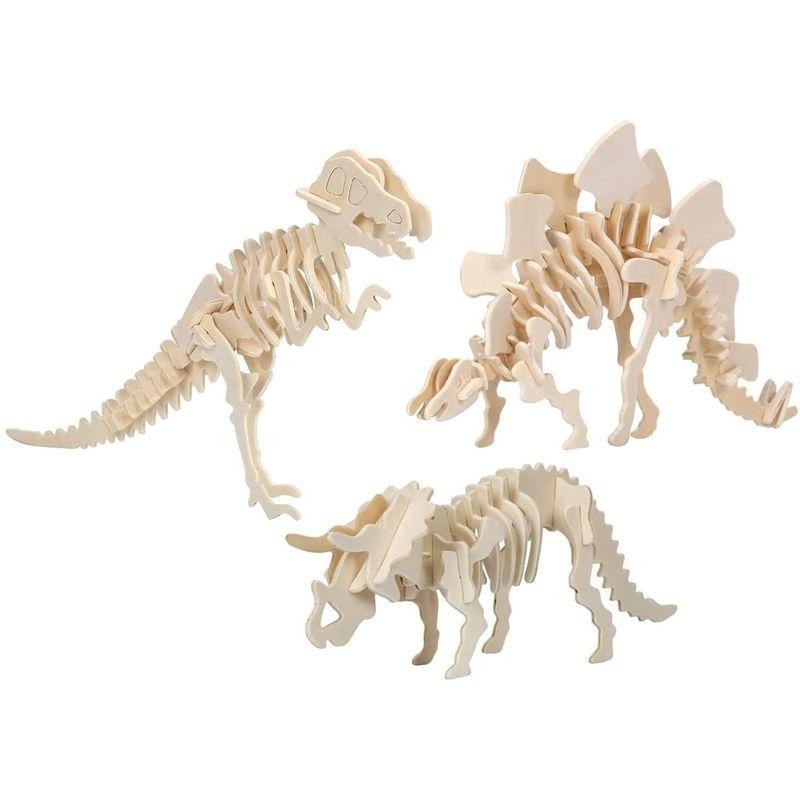fogman 恐竜 骨格 模型 玩具 木製 組立 キット 3点セット