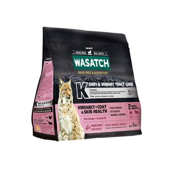 【WASATCH 瓦莎奇】無穀護腎泌尿道貓糧1kg-二種口味(活力與皮膚毛髮健康/體態與關節健康)