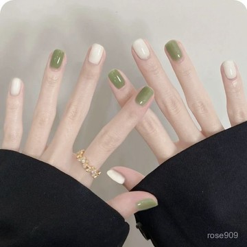 💅限時下殺穿戴甲💅清新顯白跳色可拆卸純手工指甲新款貼片美甲穿戴短款成品高級手工穿戴甲 UKWJ
