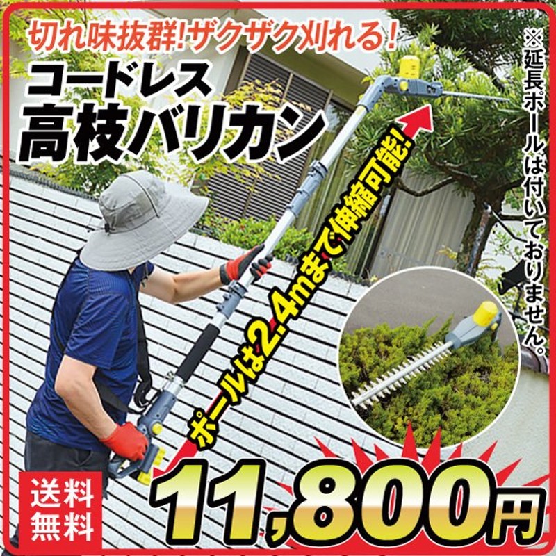 感謝価格 ヘッジトリマー 草刈り機 高枝バリカン 延長ポール付き 最長3m 充電式 18V 電動 コードレス 高枝切りバサミ 伸縮可能 枝切り国華園  discoversvg.com