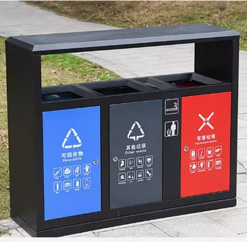 戶外四分類垃圾桶 不銹鋼景區公園多分類垃圾箱 市政街道環衛果皮箱