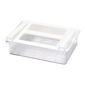 PEARL LIFE 珍珠金屬 冰箱架底部抽屜型儲物盒 深型 附蛋架 Skit 系列  透明色 + 白色  1個